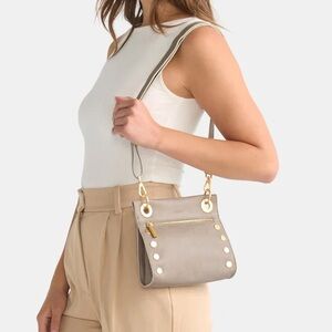 Hammitt Tony Small Crossbody Bag in Sculpted Taupe/Brushed Gold